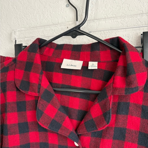 LL Bean Scotch Plaid Flannel Pajama Set Large Red Black Buffalo Check Rob Roy - Picture 5 of 6
